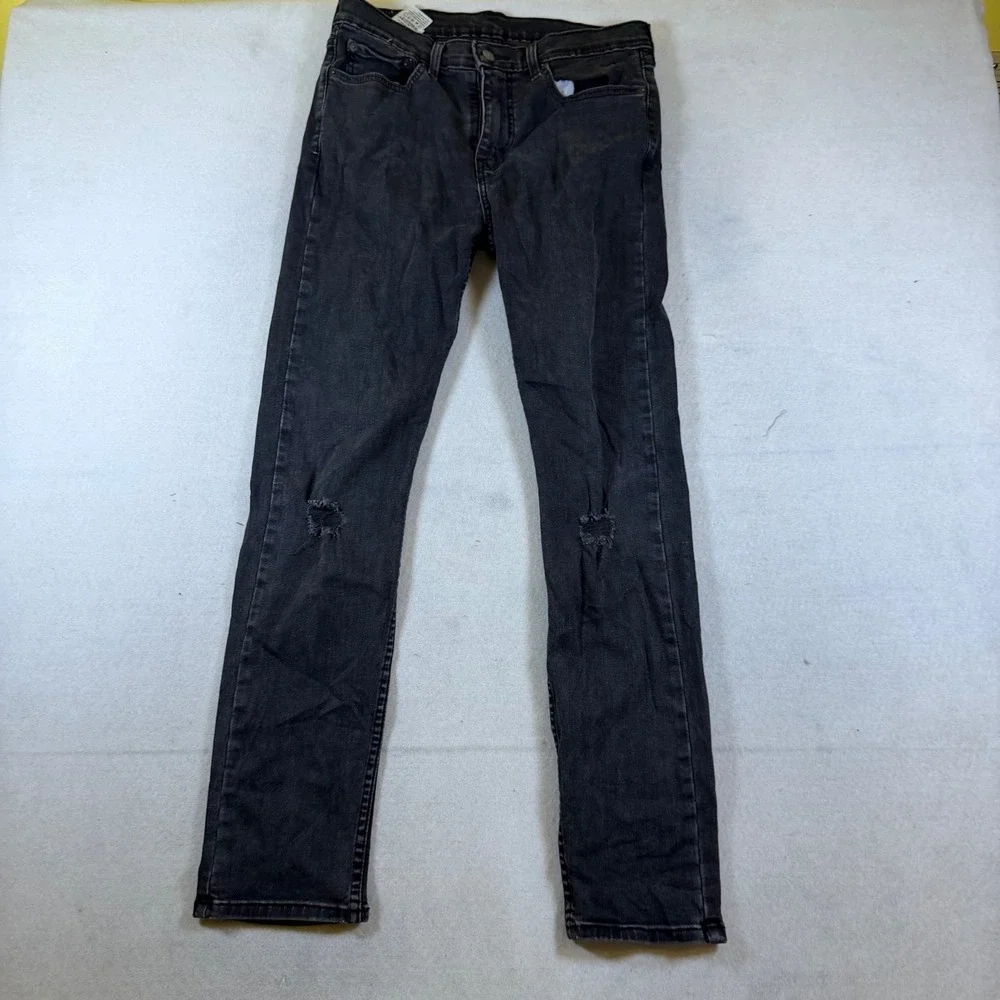 Levis 510 Skinny Fit Distressed Faded Black Denim Jeans Mens 31x32